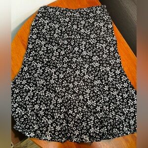 Black and white floral midi skirt